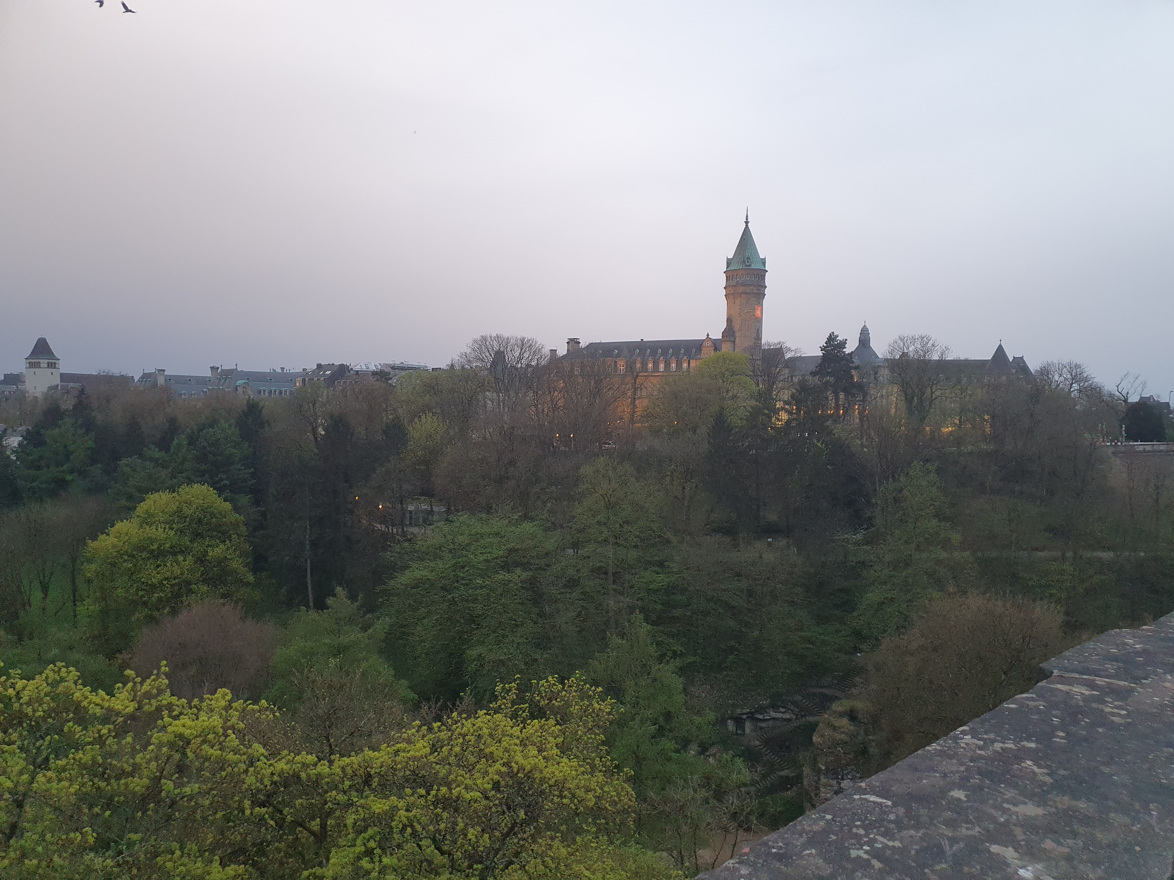 A view across the green valley toward historic Luxembourg City